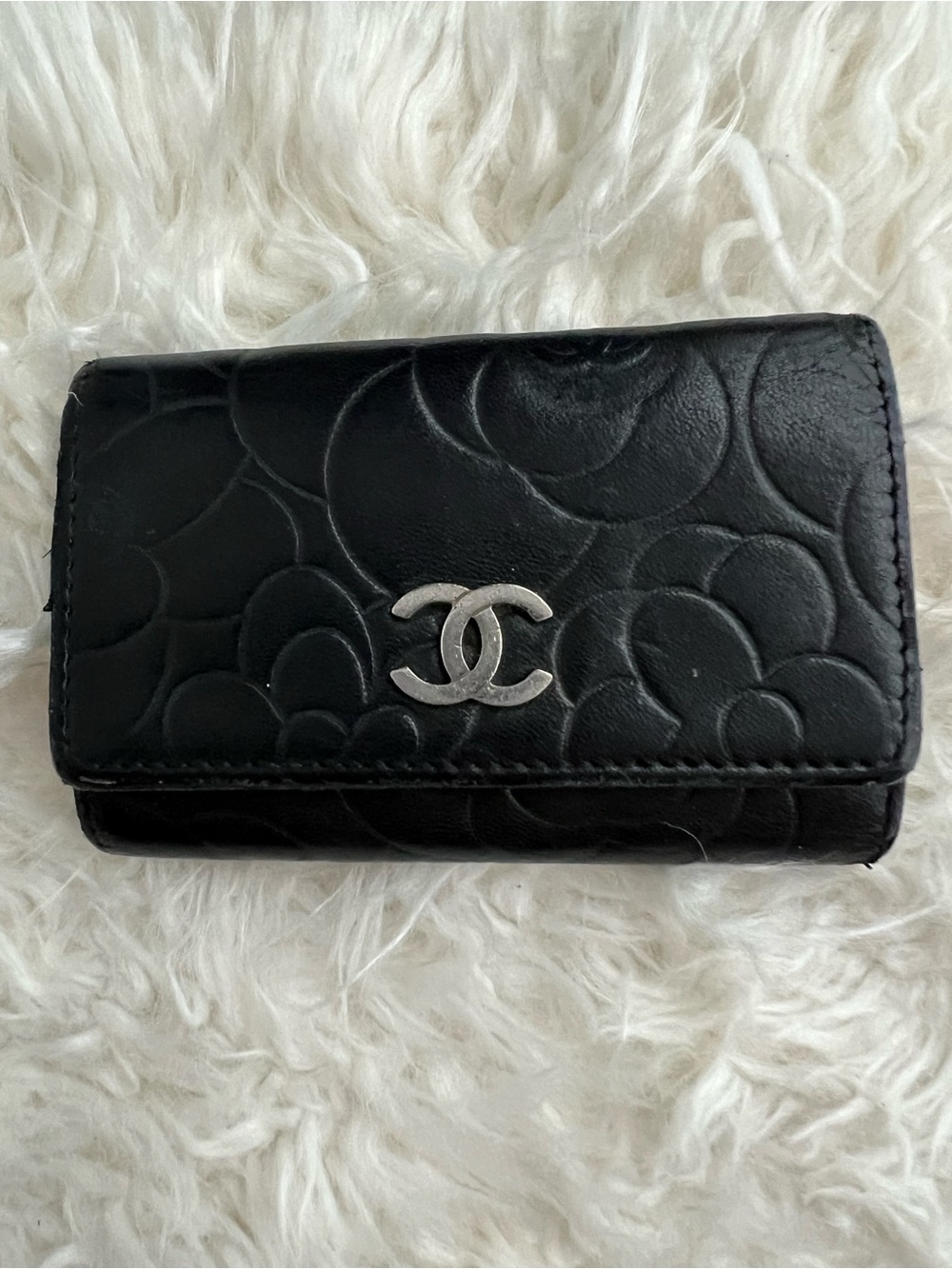 Chanel Lambskin Camellia Embossed 
6 Key Holder